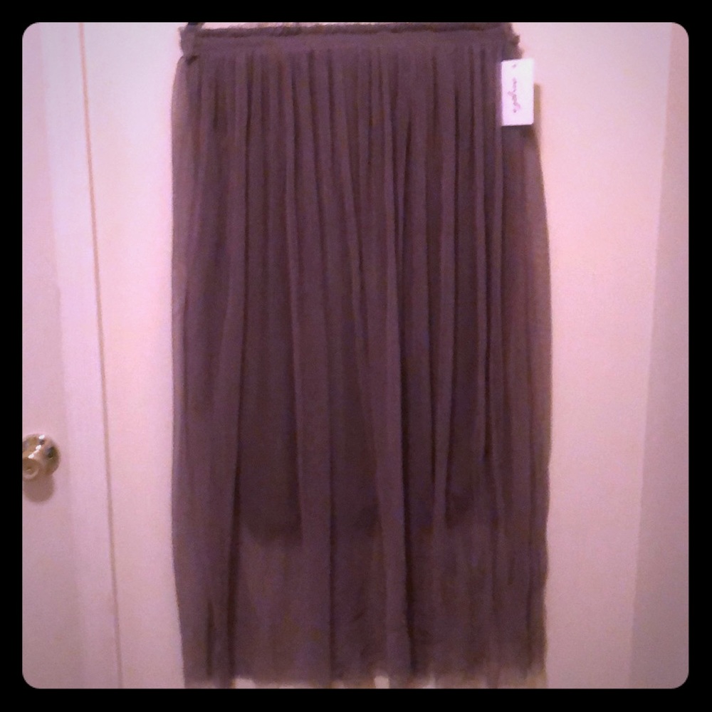 Taupe Chiffon overlay midi skirt - medium